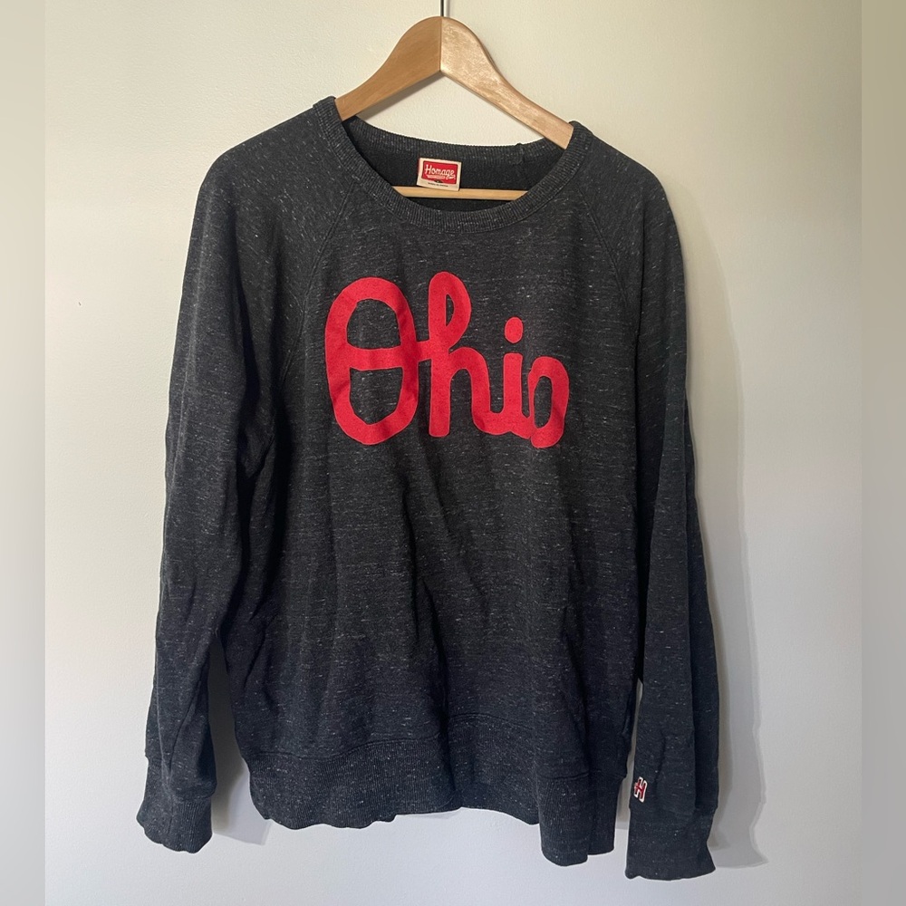 HOMAGE Charcoal Sweatshirt with Red Ohio Print